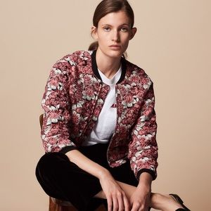 NWOT Sandro Paris Pink Floral Bomber Jacket Size 1 Small